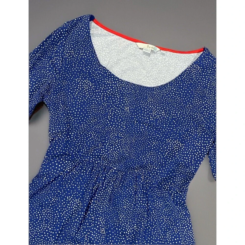 Boden Woman's Blue Polka Dot Long Sleeve Alone Knee High Dress‎ 4R